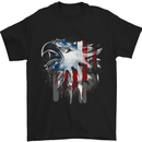 Amerian Eagle With Stars & Stripes Flag USA Mens T-Shirt Cotton Gildan Black