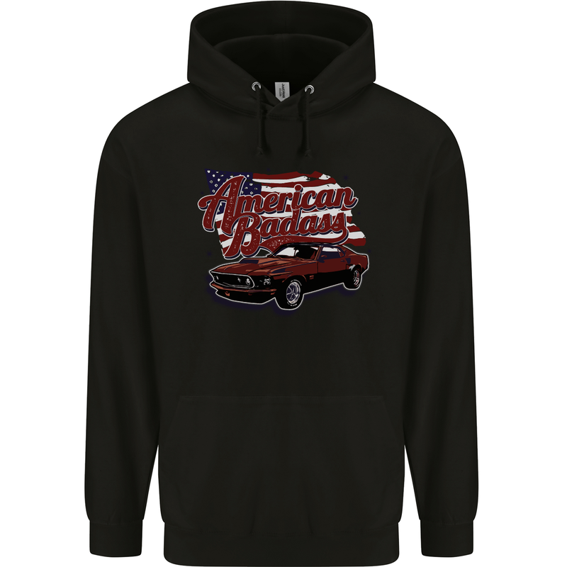 American Badass Muscle Car Mens 80% Cotton Hoodie Black