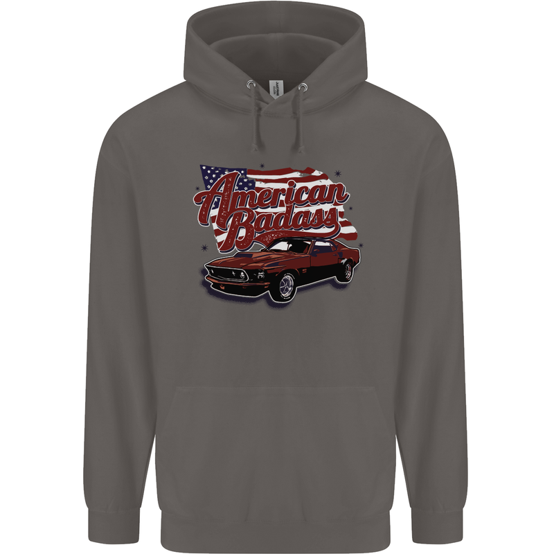 American Badass Muscle Car Mens 80% Cotton Hoodie Charcoal