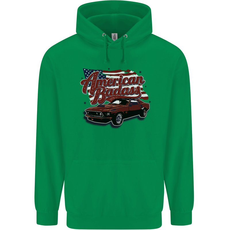 American Badass Muscle Car Mens 80% Cotton Hoodie Irish Green