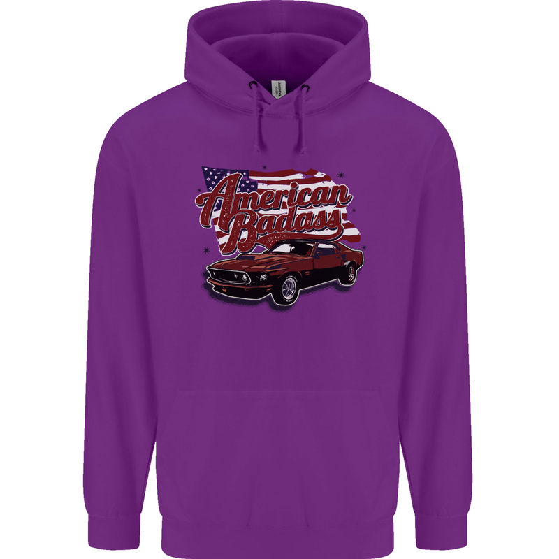 American Badass Muscle Car Mens 80% Cotton Hoodie Purple