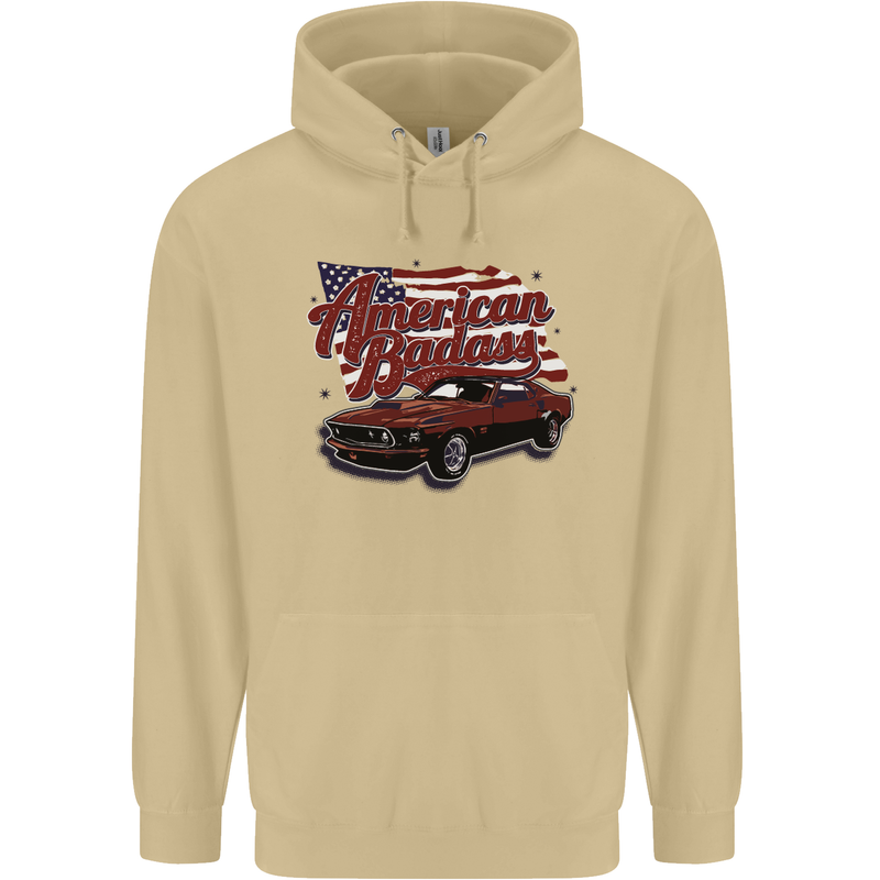 American Badass Muscle Car Mens 80% Cotton Hoodie Sand