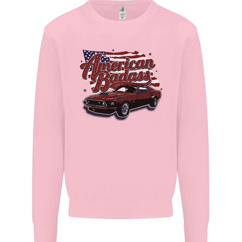 American Badass Muscle Car Mens Sweatshirt Jumper Light Pink