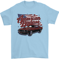 American Badass Muscle Car Mens T-Shirt Cotton Gildan Light Blue