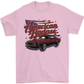 American Badass Muscle Car Mens T-Shirt Cotton Gildan Light Pink