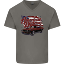 American Badass Muscle Car Mens V-Neck Cotton T-Shirt Charcoal