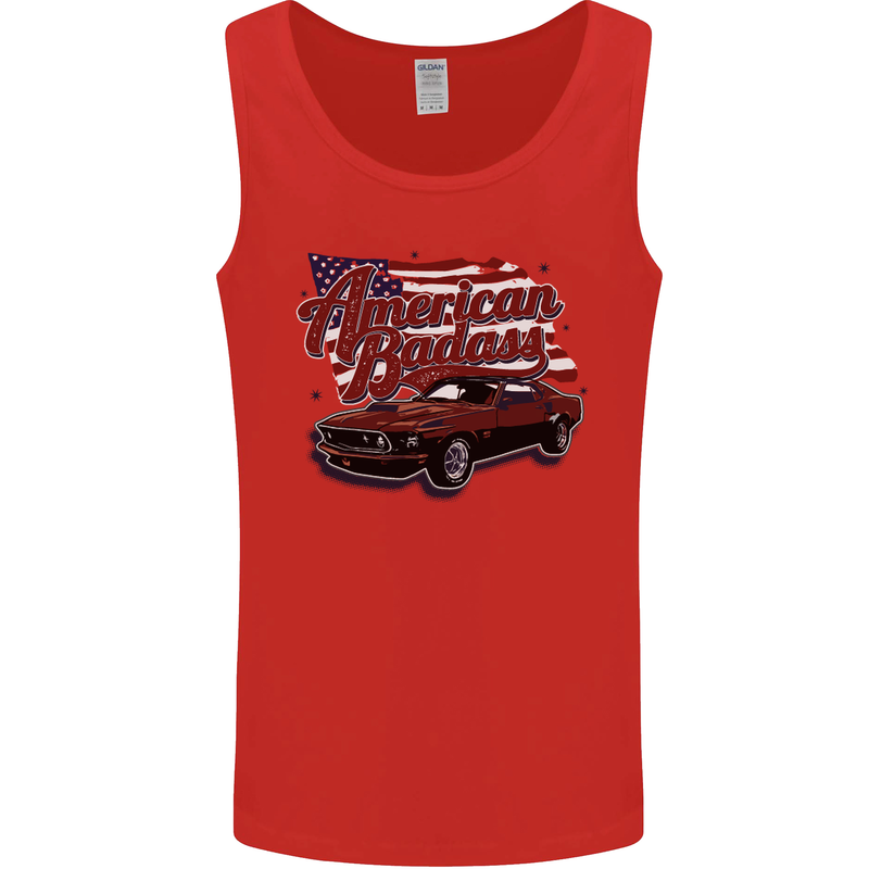 American Badass Muscle Car Mens Vest Tank Top Red