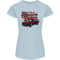 American Badass Muscle Car Womens Petite Cut T-Shirt Light Blue