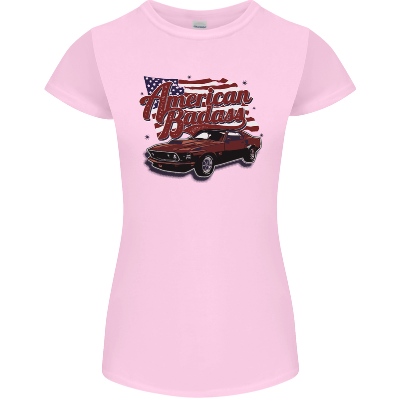 American Badass Muscle Car Womens Petite Cut T-Shirt Light Pink