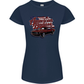 American Badass Muscle Car Womens Petite Cut T-Shirt Navy Blue