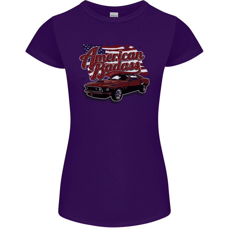 American Badass Muscle Car Womens Petite Cut T-Shirt Purple