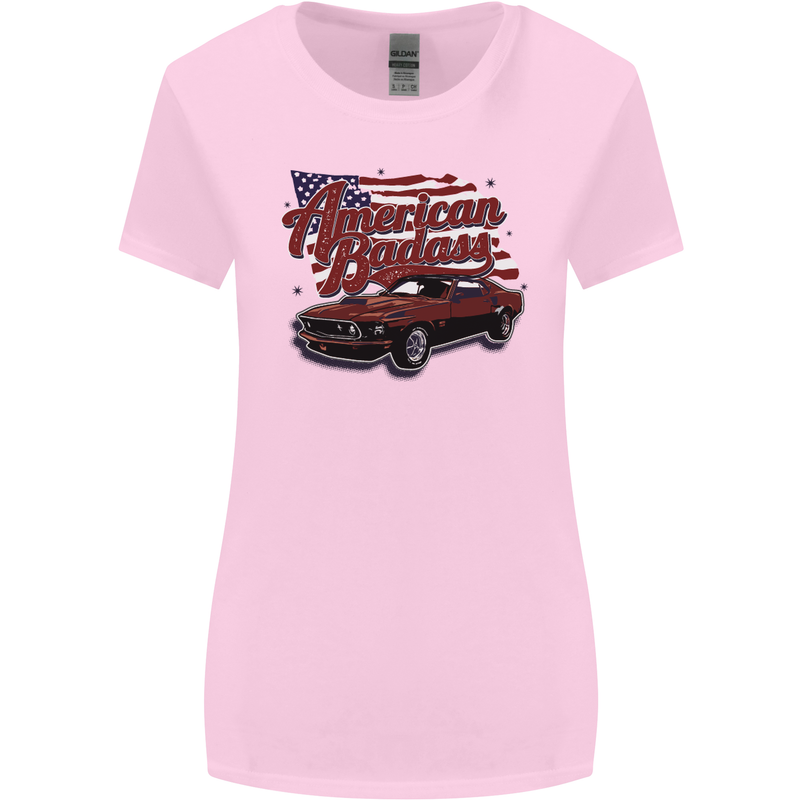 American Badass Muscle Car Womens Wider Cut T-Shirt Light Pink