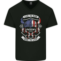 American Biker Motorbike Motorcycle USA Mens V-Neck Cotton T-Shirt Black