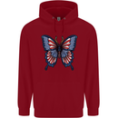American Butterfly Flag USA July 4th Childrens Kids Hoodie Red