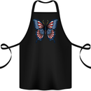 American Butterfly Flag USA July 4th Cotton Apron 100% Organic Black
