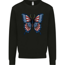 American Butterfly Flag USA July 4th Kids Sweatshirt Jumper Black