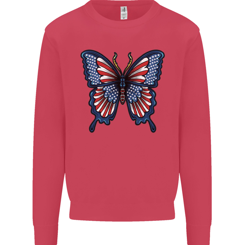 American Butterfly Flag USA July 4th Kids Sweatshirt Jumper Heliconia