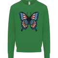 American Butterfly Flag USA July 4th Kids Sweatshirt Jumper Irish Green