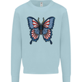 American Butterfly Flag USA July 4th Kids Sweatshirt Jumper Light Blue