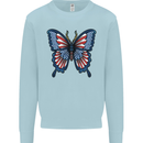 American Butterfly Flag USA July 4th Kids Sweatshirt Jumper Light Blue
