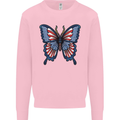 American Butterfly Flag USA July 4th Kids Sweatshirt Jumper Light Pink
