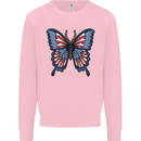 American Butterfly Flag USA July 4th Kids Sweatshirt Jumper Light Pink
