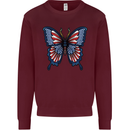 American Butterfly Flag USA July 4th Kids Sweatshirt Jumper Maroon
