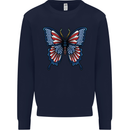 American Butterfly Flag USA July 4th Kids Sweatshirt Jumper Navy Blue