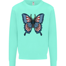 American Butterfly Flag USA July 4th Kids Sweatshirt Jumper Peppermint