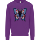 American Butterfly Flag USA July 4th Kids Sweatshirt Jumper Purple