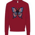 American Butterfly Flag USA July 4th Kids Sweatshirt Jumper Red