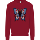 American Butterfly Flag USA July 4th Kids Sweatshirt Jumper Red