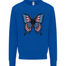 American Butterfly Flag USA July 4th Kids Sweatshirt Jumper Royal Blue