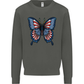 American Butterfly Flag USA July 4th Kids Sweatshirt Jumper Storm Grey