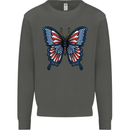 American Butterfly Flag USA July 4th Kids Sweatshirt Jumper Storm Grey