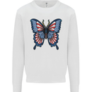 American Butterfly Flag USA July 4th Kids Sweatshirt Jumper White