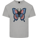 American Butterfly Flag USA July 4th Kids T-Shirt Childrens Sports Grey
