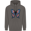 American Butterfly Flag USA July 4th Mens 80% Cotton Hoodie Charcoal