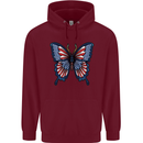 American Butterfly Flag USA July 4th Mens 80% Cotton Hoodie Maroon