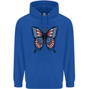 American Butterfly Flag USA July 4th Mens 80% Cotton Hoodie Royal Blue