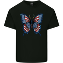 American Butterfly Flag USA July 4th Mens Cotton T-Shirt Tee Top Black