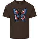 American Butterfly Flag USA July 4th Mens Cotton T-Shirt Tee Top Dark Chocolate