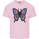 American Butterfly Flag USA July 4th Mens Cotton T-Shirt Tee Top Light Pink