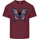 American Butterfly Flag USA July 4th Mens Cotton T-Shirt Tee Top Maroon