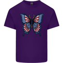 American Butterfly Flag USA July 4th Mens Cotton T-Shirt Tee Top Purple