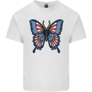 American Butterfly Flag USA July 4th Mens Cotton T-Shirt Tee Top White