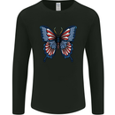 American Butterfly Flag USA July 4th Mens Long Sleeve T-Shirt Black