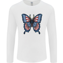 American Butterfly Flag USA July 4th Mens Long Sleeve T-Shirt White