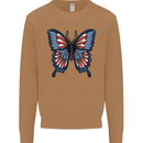 American Butterfly Flag USA July 4th Mens Sweatshirt Jumper Caramel Latte
