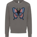 American Butterfly Flag USA July 4th Mens Sweatshirt Jumper Charcoal